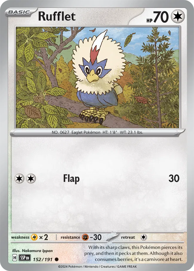 152/191 Rufflet Reverse Holo - Surging Sparks