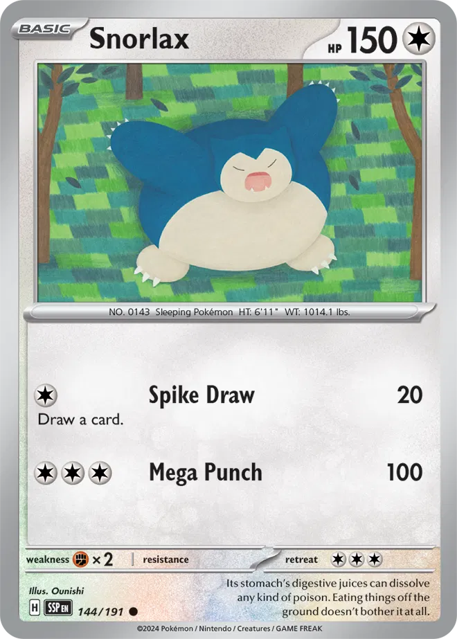 144/191 Snorlax Reverse Holo
