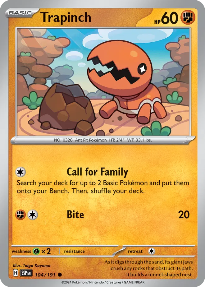 104/191 Trapinch Reverse Holo - Surging Sparks