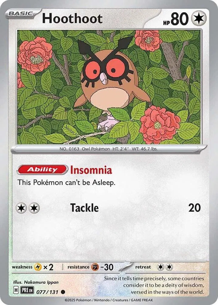 077/131 Hoothoot Reverse Holo - Prismatic Evolutions