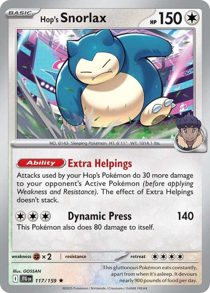 117/159 Hop's Snorlax Reverse Holo - Journey Together
