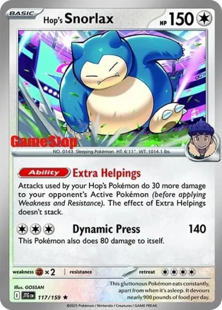 117/159 Hop's Snorlax Cosmos Holo (Gamestop)
