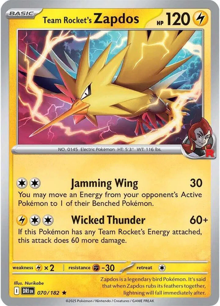 070/182 Team Rocket's Zapdos Holofoil
