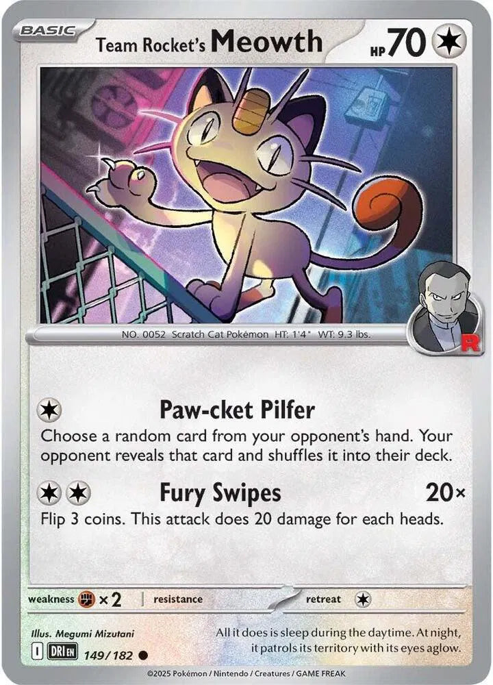 149/182 Team Rocket's Meowth Reverse Holo