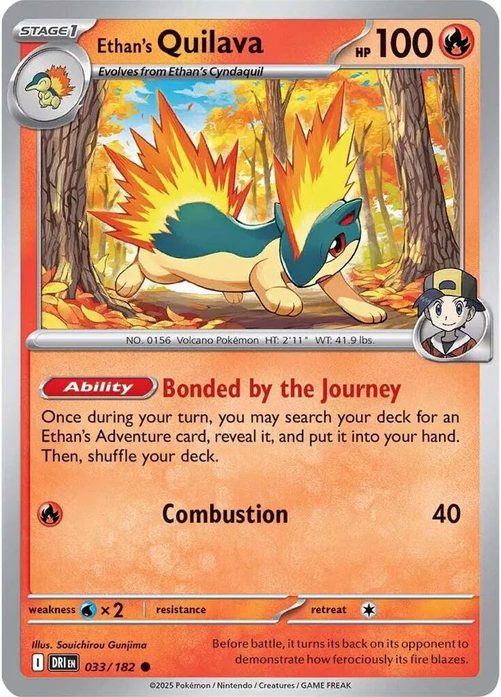 033/182 Ethan's Quilava Reverse Holo - Destined Rivals