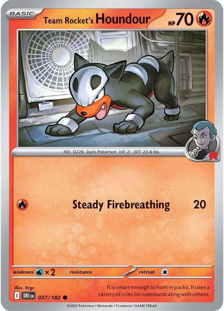 037/182 Team Rocket's Houndour Reverse Holo - Destined Rivals
