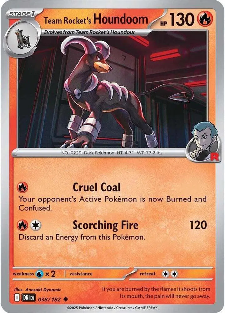 038/182 Team Rocket's Houndoom Reverse Holo - Destined Rivals