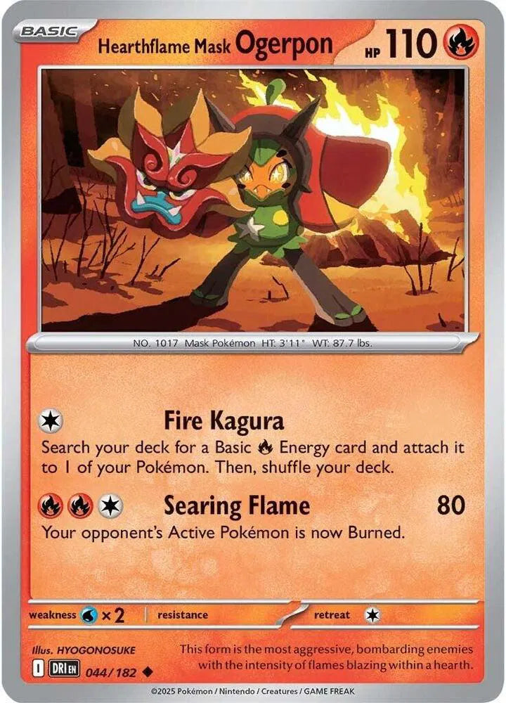 044/182 Hearthflame Mask Ogerpon Reverse Holo - Destined Rivals