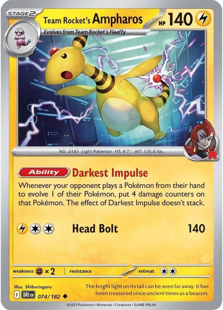 074/182 Team Rocket's Ampharos Reverse Holo