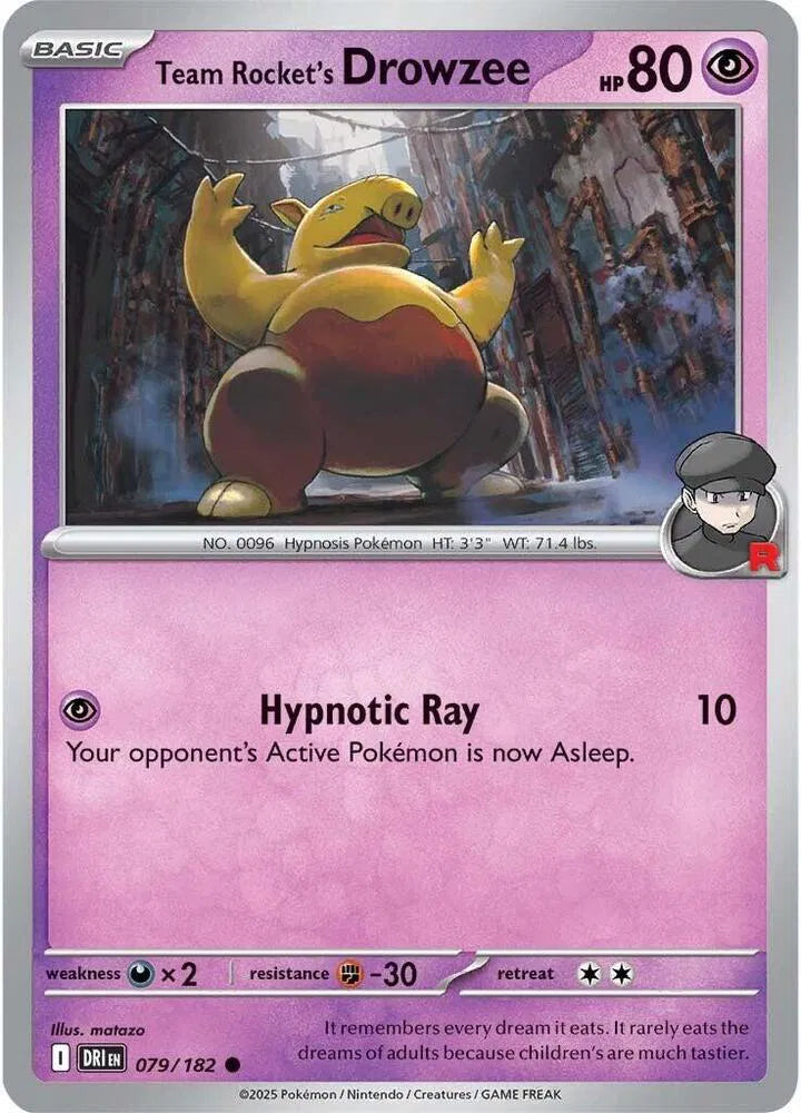 079/182 Team Rocket's Drowzee Reverse Holo