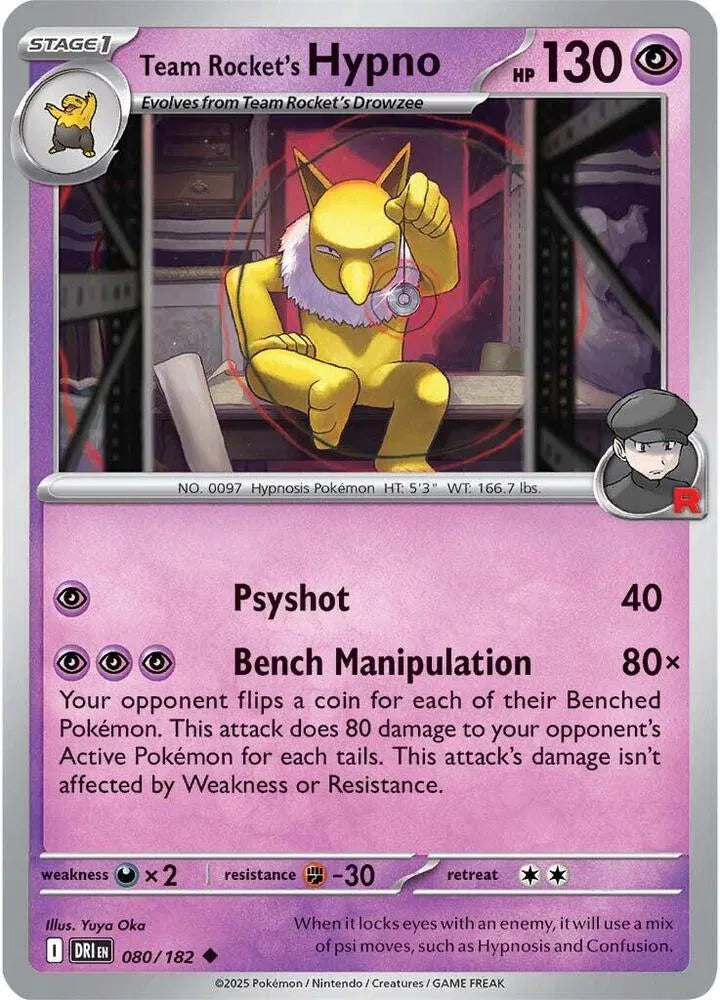 080/182 Team Rocket's Hypno Reverse Holo