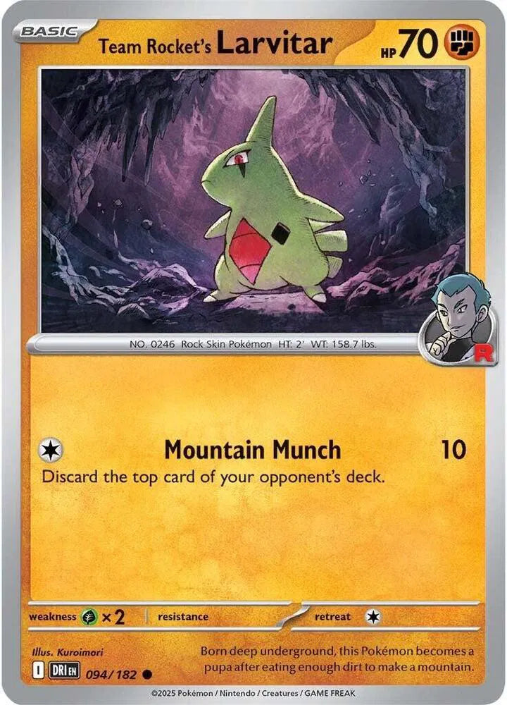 094/182 Team Rocket's Larvitar Reverse Holo - Destined Rivals