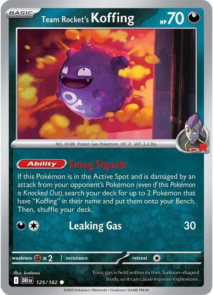 125/182 Team Rocket's Koffing Reverse Holo - Destined Rivals