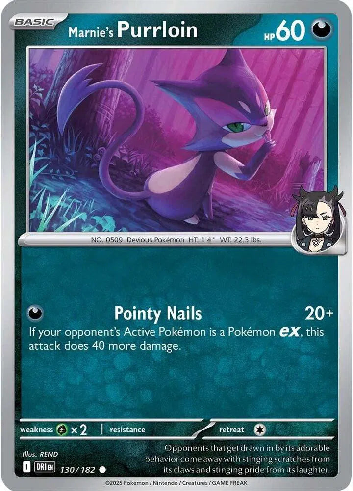 130/182 Marnie's Purrloin Reverse Holo - Destined Rivals