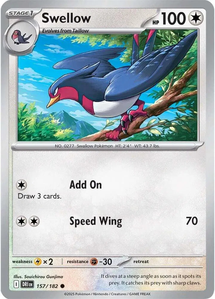 157/182 Swellow Reverse Holo - Destined Rivals