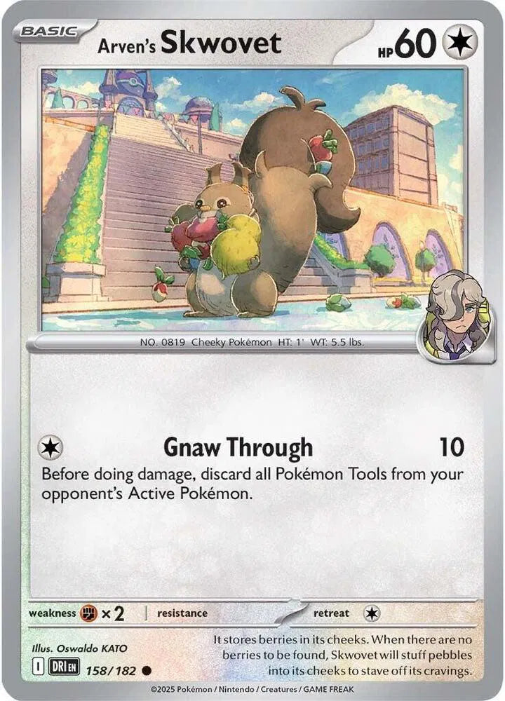 158/182 Arven's Skwovet Reverse Holo - Destined Rivals