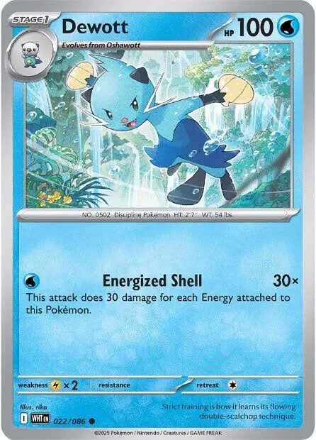 022/086 Dewott Reverse Holo - White Flare