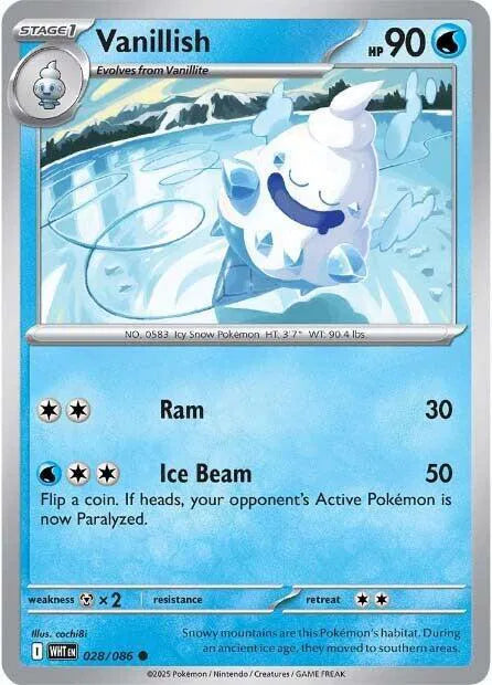 028/086 Vanillish Reverse Holo - White Flare
