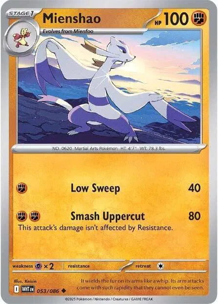 053/086 Mienshao Reverse Holo - White Flare