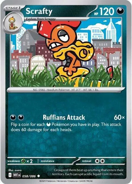058/086 Scrafty Reverse Holo - White Flare
