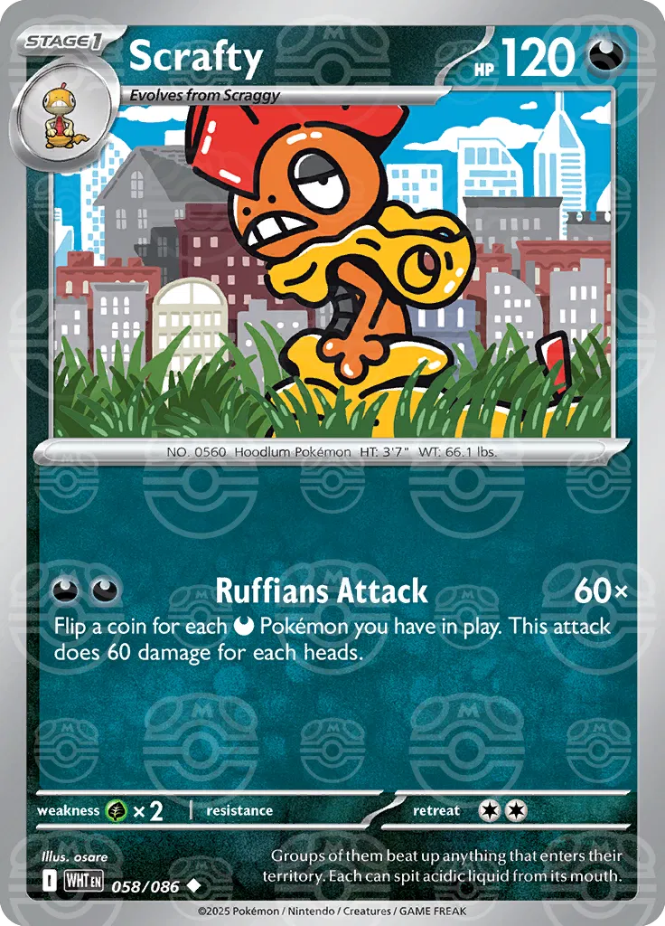 058/086 Scrafty Master Ball - White Flare