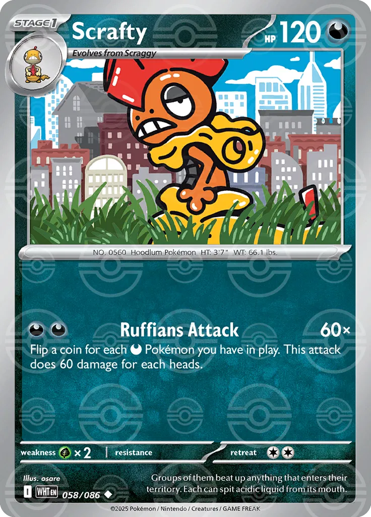 058/086 Scrafty Poke Ball