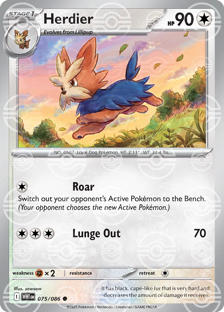 075/086 Herdier Poke Ball