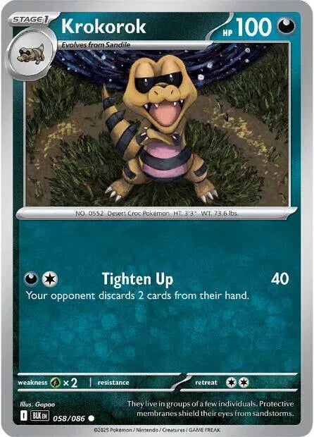 058/086 Krokorok Reverse Holo - Black Bolt