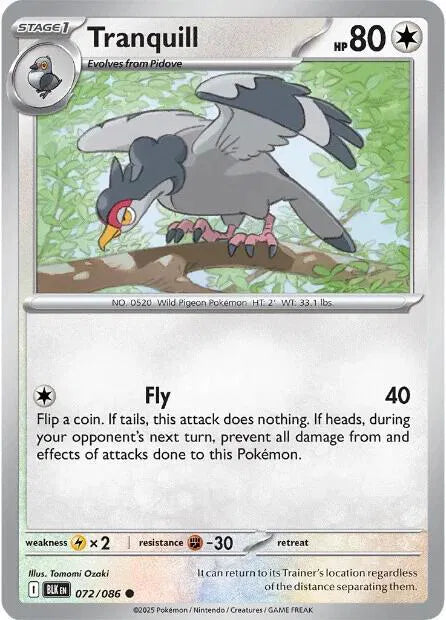 072/086 Tranquill Reverse Holo - Black Bolt