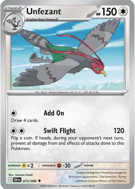 073/086 Unfezant Reverse Holo - Black Bolt