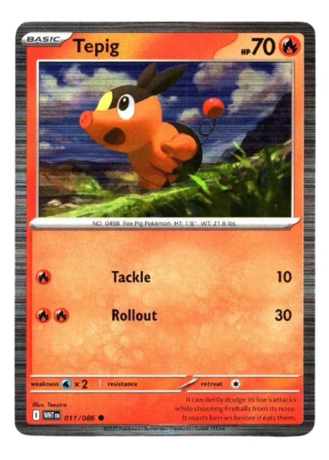 011/086 Tepig (Tinsel Holo) - White Flare