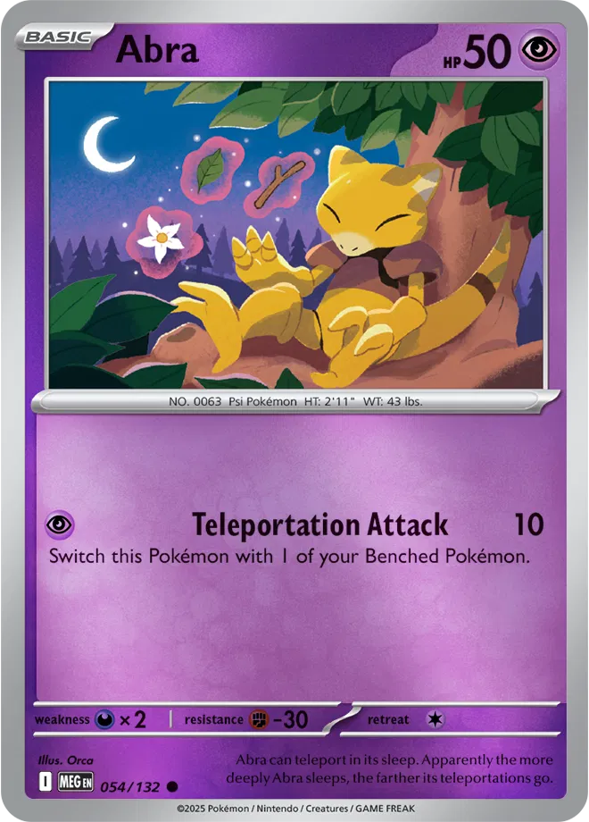 054/132 Abra Reverse Holo - Mega Evolution