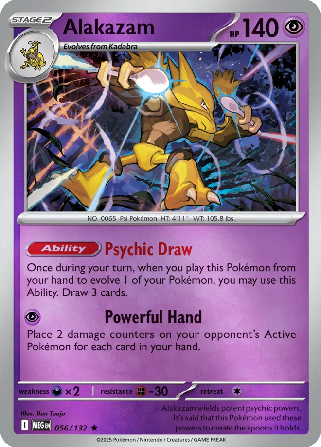 056/132 Alakazam Reverse Holo - Mega Evolution