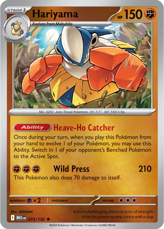 073/132 Hariyama Reverse Holo - Mega Evolution