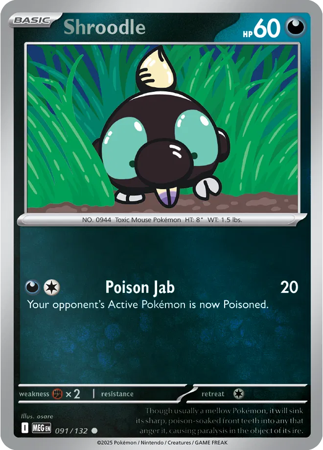 091/132 Shroodle Reverse Holo - Mega Evolution