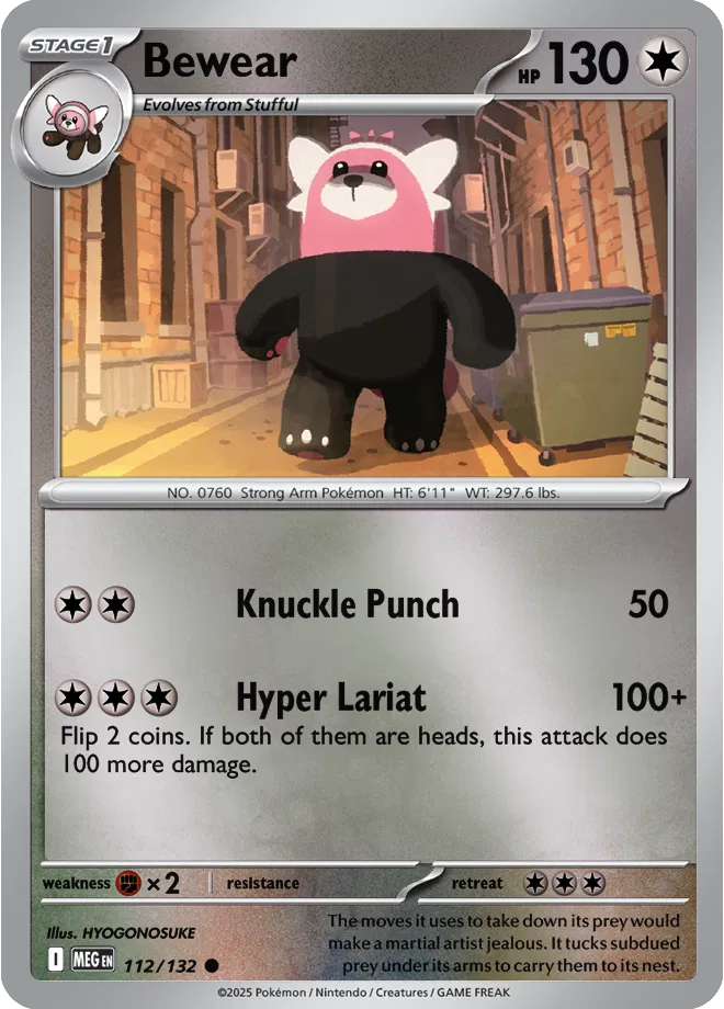 112/132 Bewear Reverse Holo - Mega Evolution