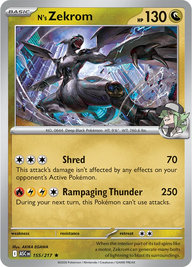 155/217 N's Zekrom Holofoil