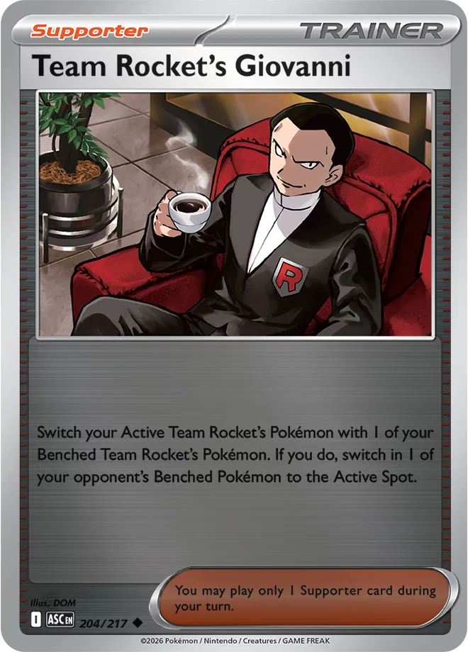204/217 Team Rocket's Giovanni Reverse Holo