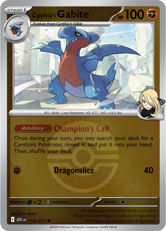 110/217 Cynthia's Gabite Poke Ball