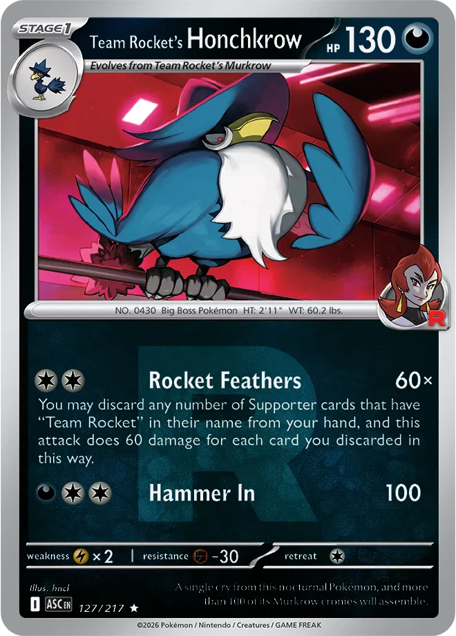 127/217 Team Rocket's Honchkrow Team Rocket