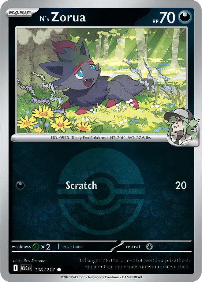 136/217 N's Zorua Poke Ball - Ascended Heroes