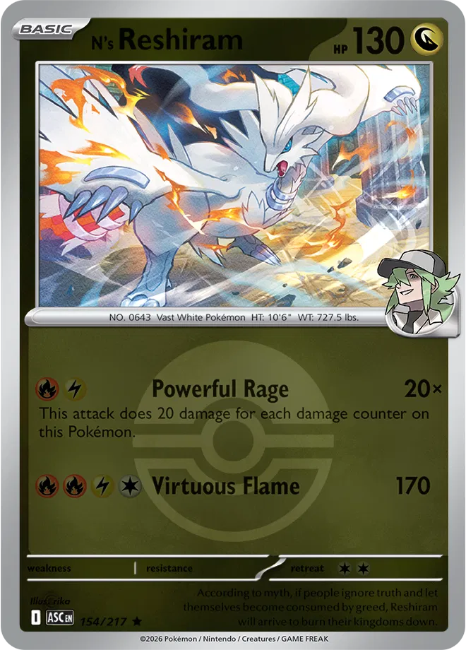 154/217 N's Reshiram Poke Ball - Ascended Heroes