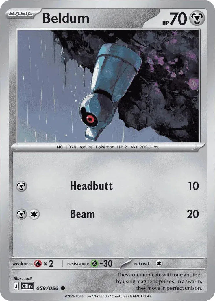 059/086 Beldum Reverse Holo - Chaos Rising