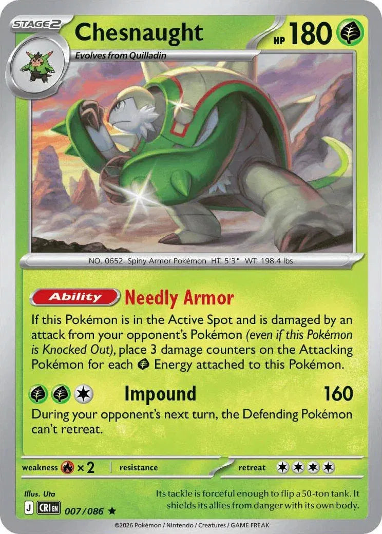 007/086 Chesnaught Reverse Holo - Chaos Rising