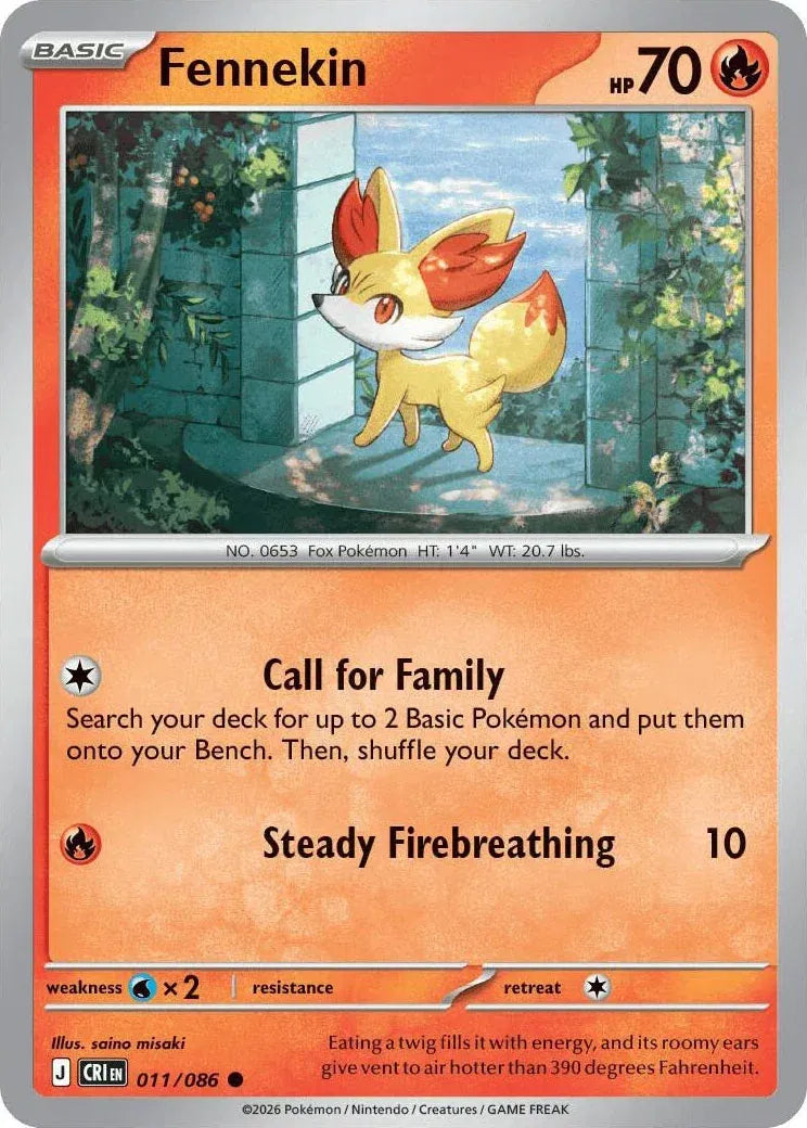 011/086 Fennekin Reverse Holo- Chaos Rising