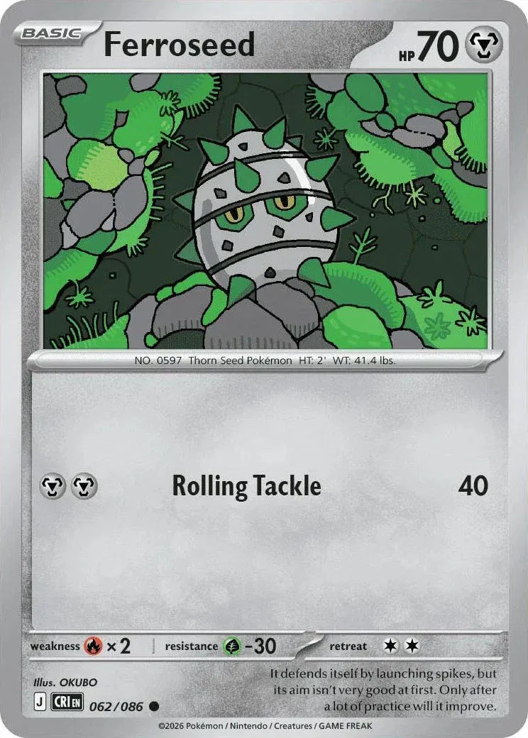 062/086 Ferroseed Reverse Holo - Chaos Rising