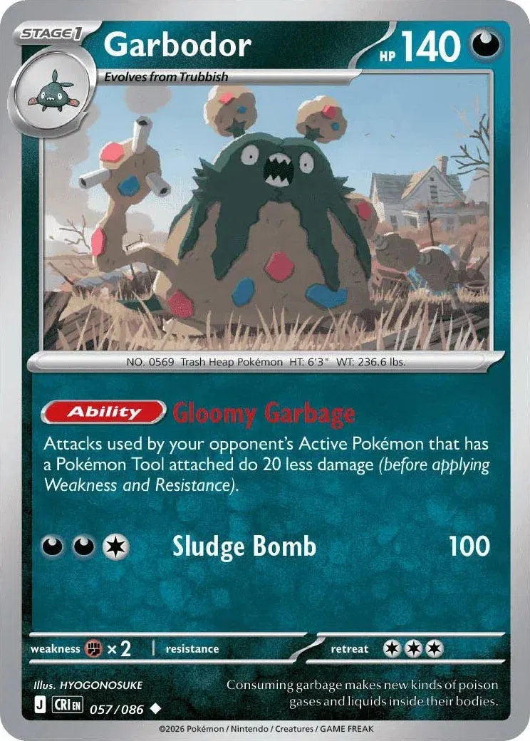 057/086 Garbodor Reverse Holo - Chaos Rising