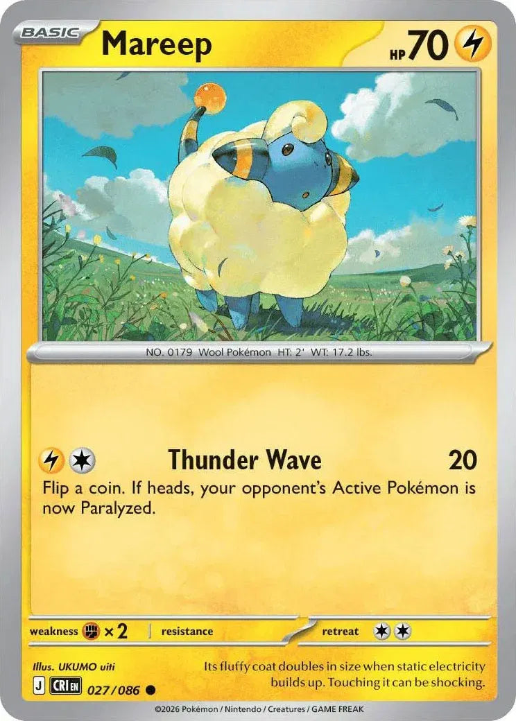 027/086 Mareep Reverse Holo - Chaos Rising