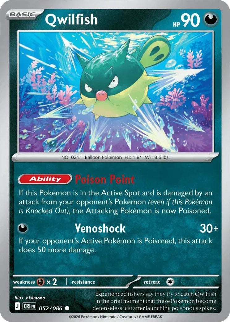 052/086 Qwilfish Reverse Holo - Chaos Rising