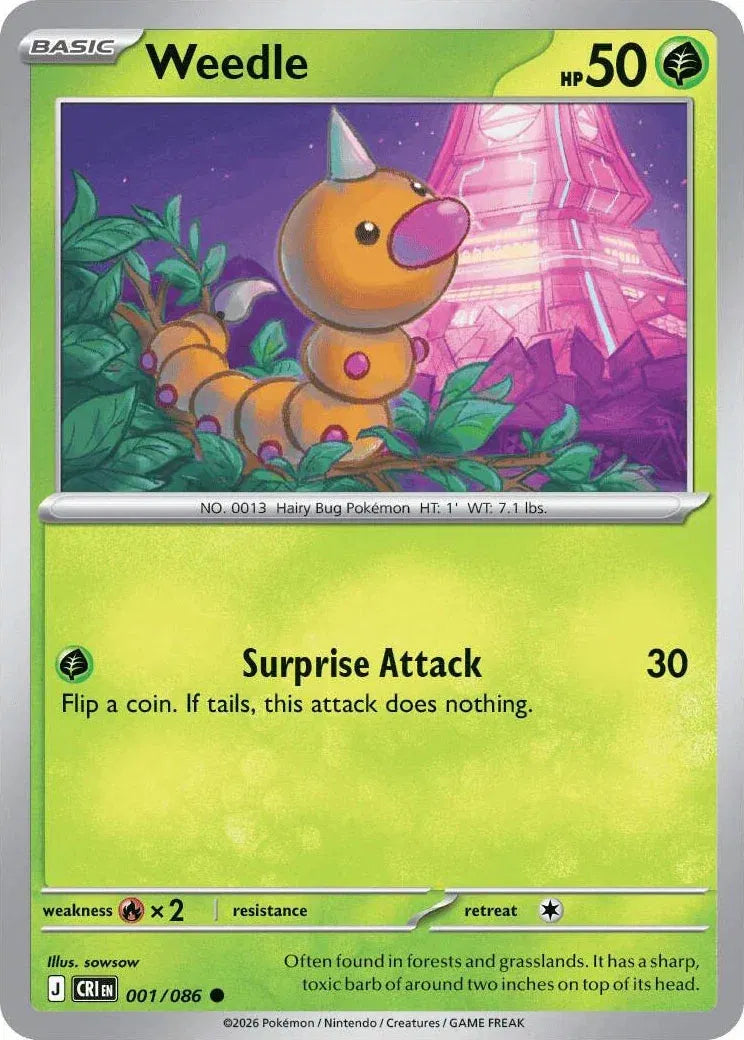 001/086 Weedle  Reverse Holo - Chaos Rising